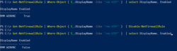 Powershell - Disattivazione delle regole del firewall.